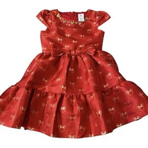 Disney Store Minnie Mouse Holiday Girl's Dress Gems Sparkle Fancy Party Sz 9/10